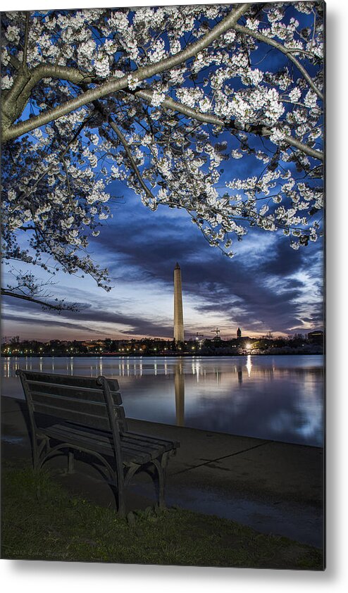 Washington Monument Metal Print featuring the photograph Bench with a view by Erika Fawcett