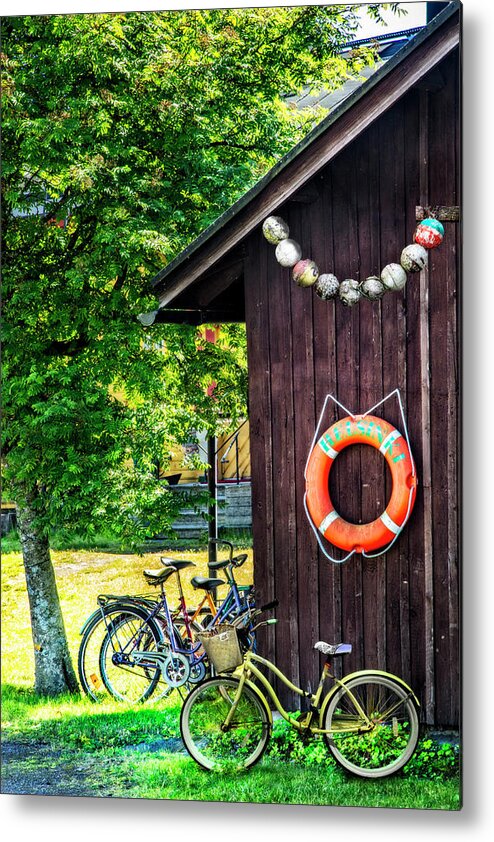 Barn Metal Print featuring the photograph Bicycles at the Barn by Debra and Dave Vanderlaan
