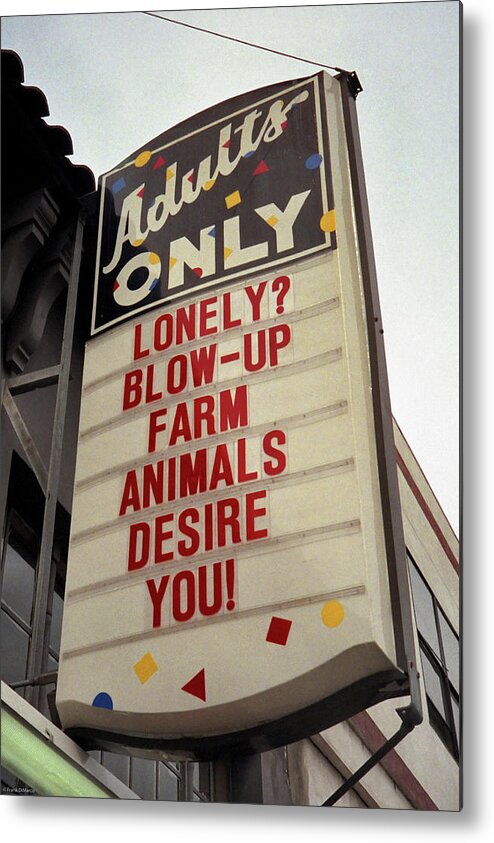 Color Metal Print featuring the photograph Blowup Farm Animals Sign by Frank DiMarco