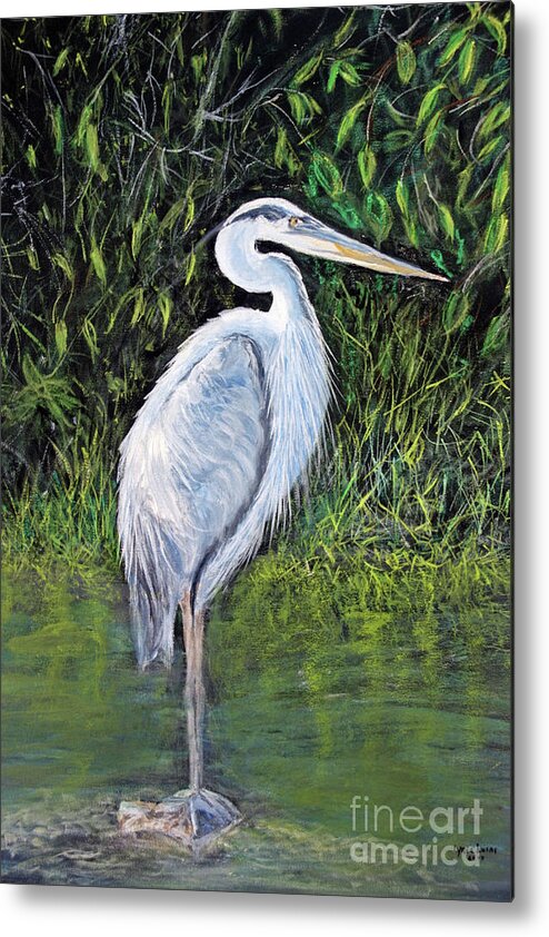 Animal Metal Print featuring the painting Blue Heron by Lyric Lucas
