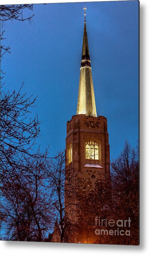 Churches Metal Print featuring the photograph Blue Hour Steeple by Rod Best