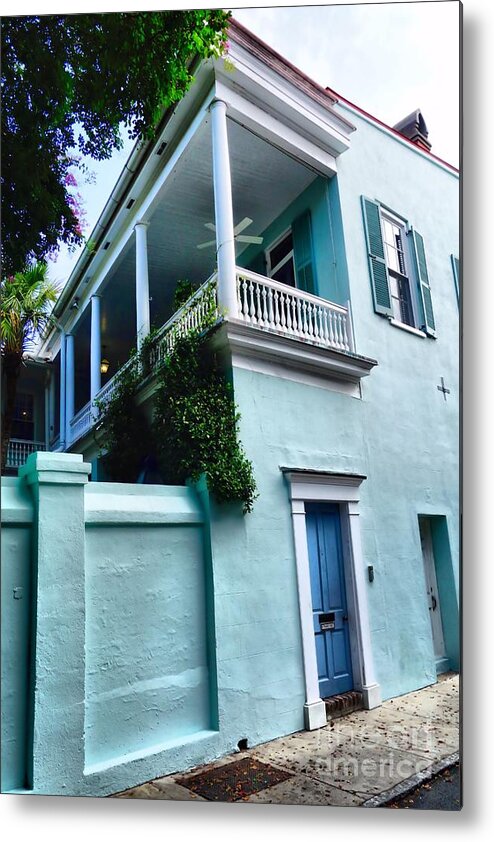 Charleston Metal Print featuring the photograph Blue House With A Blue Door by Anthony Ackerman