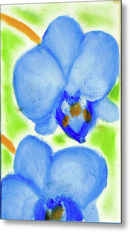  Metal Print featuring the painting Blue Orchids by Loretta Nash