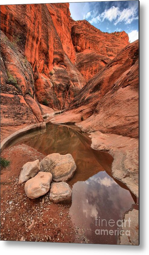 Slot Canyon Metal Print featuring the photograph Blue Skies Over Red Slots by Adam Jewell