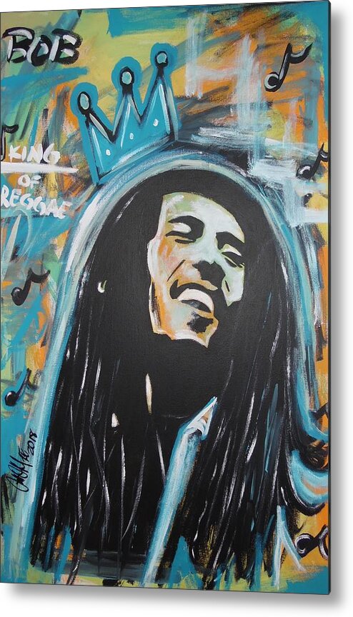 Bob Marley Metal Print featuring the painting Bob The King by Antonio Moore