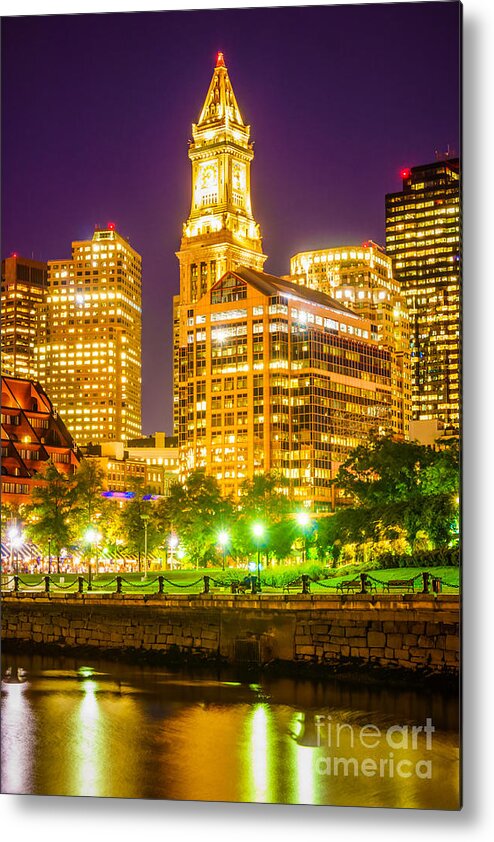 America Metal Print featuring the photograph Boston Cityscape at Night by Paul Velgos