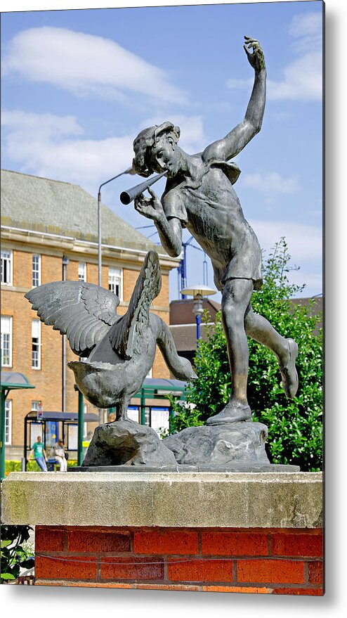 Europe Metal Print featuring the photograph Boy and the Goose Statue - Derby by Rod Johnson