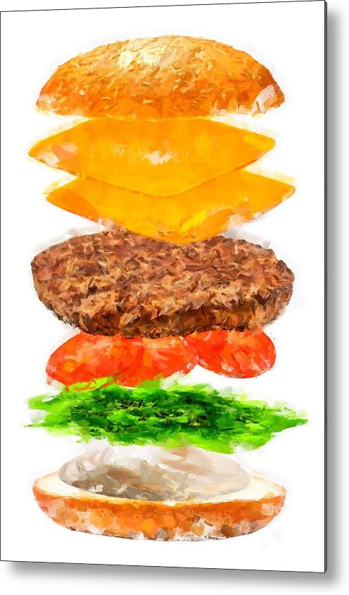 Salad Cheeseburger Metal Print featuring the digital art Brazilian Salad Cheeseburger by Caito Junqueira