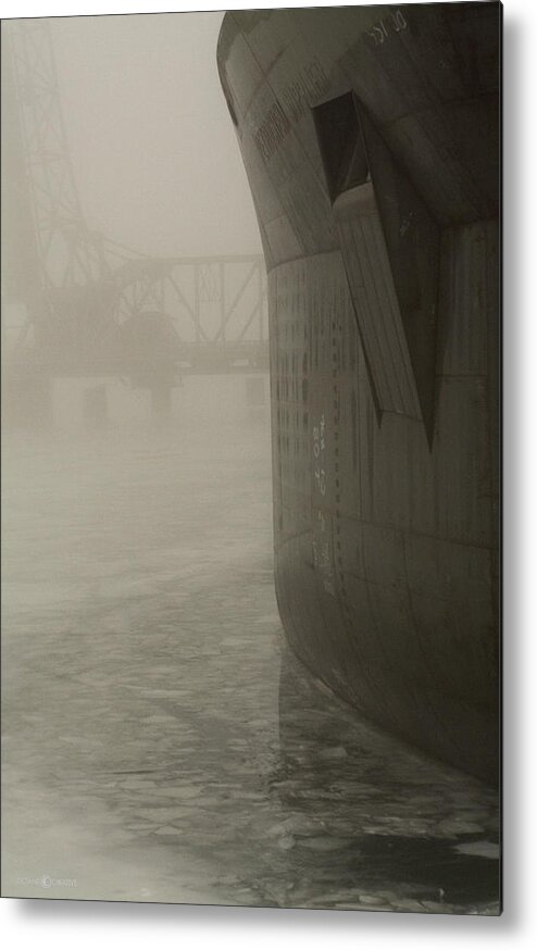 Water Metal Print featuring the photograph Bridge and Barge by Tim Nyberg