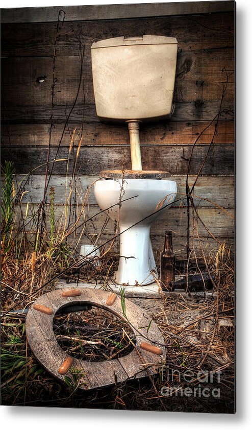 Abandoned Metal Print featuring the photograph Broken Toilet by Carlos Caetano