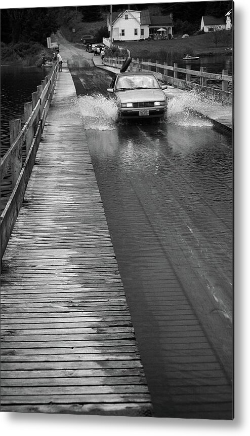 America Metal Print featuring the photograph Brookfield, Vt - Floating Bridge BW by Frank Romeo