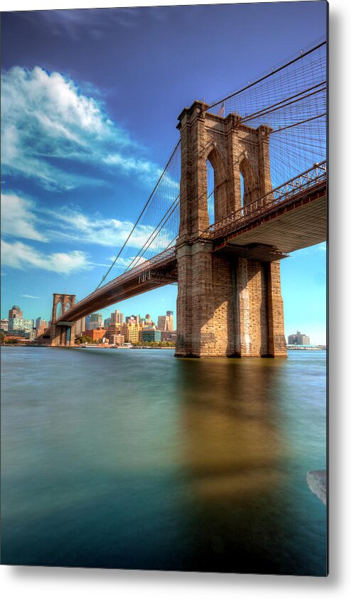Brooklyn Bridge New York City Landmark History High Dynamic Range Long Slow Shutter Canon 6d Metal Print featuring the photograph Brooklyn Bridge by Paul Watkins