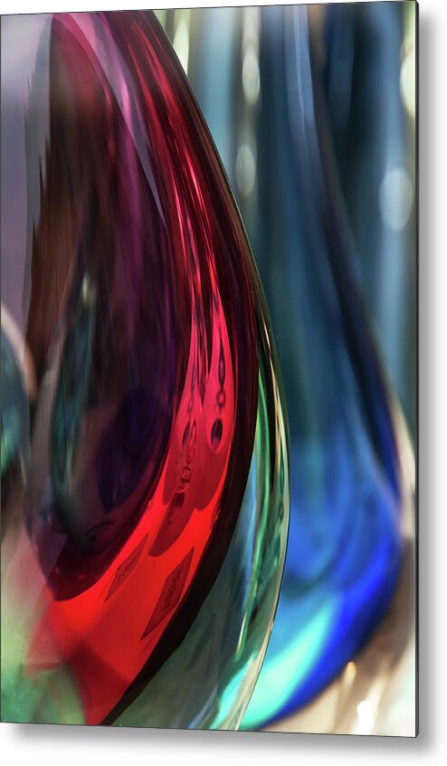 Jenny Rainbow Fine Art Photography Metal Print featuring the photograph Burgundy Emerald Glass Abstract by Jenny Rainbow