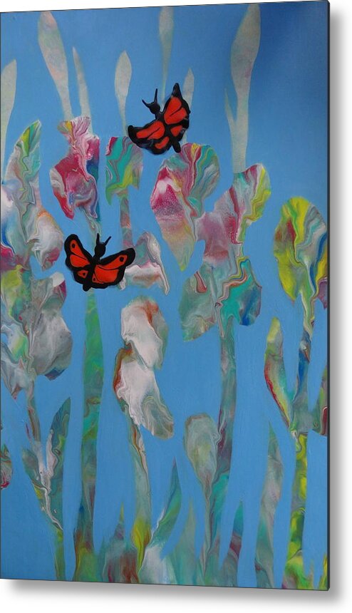 Flower Metal Print featuring the painting Butterfly Glads by Kathleen Luther