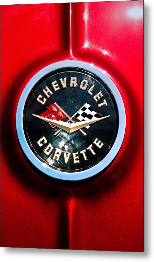 Corvette Metal Print featuring the photograph C2 Corvette Logo by Scott Wyatt