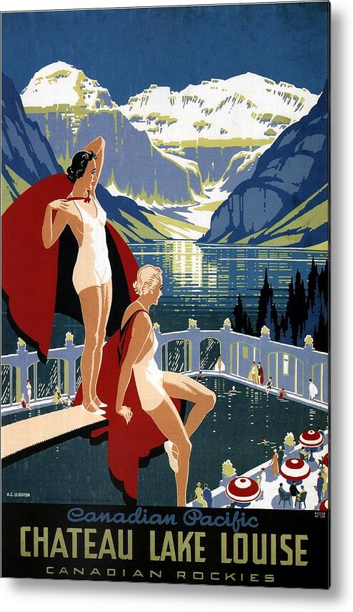 Canadian Pacific Metal Print featuring the mixed media Canadian Pacific - Chateau lake louise - Canadian Rockies - Retro travel Poster - Vintage Poster by Studio Grafiikka