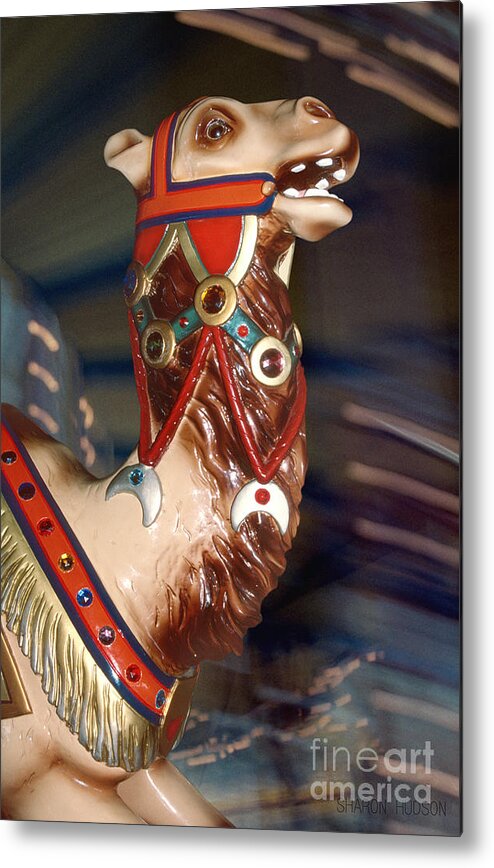 Carousel Metal Print featuring the photograph carousel animals - Carousel Camel by Sharon Hudson