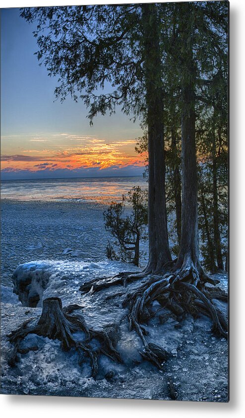Wisconsin Metal Print featuring the photograph Cave Point Winter by CA Johnson