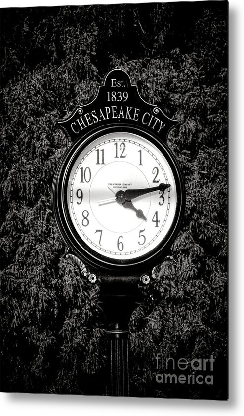 Town Metal Print featuring the photograph Chesapeake City Clock by Olivier Le Queinec