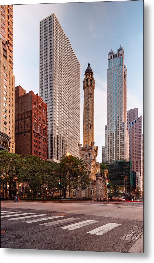 City Metal Print featuring the photograph Chicago Historic Water Tower on Michigan Avenue - Chicago Illinois by Silvio Ligutti