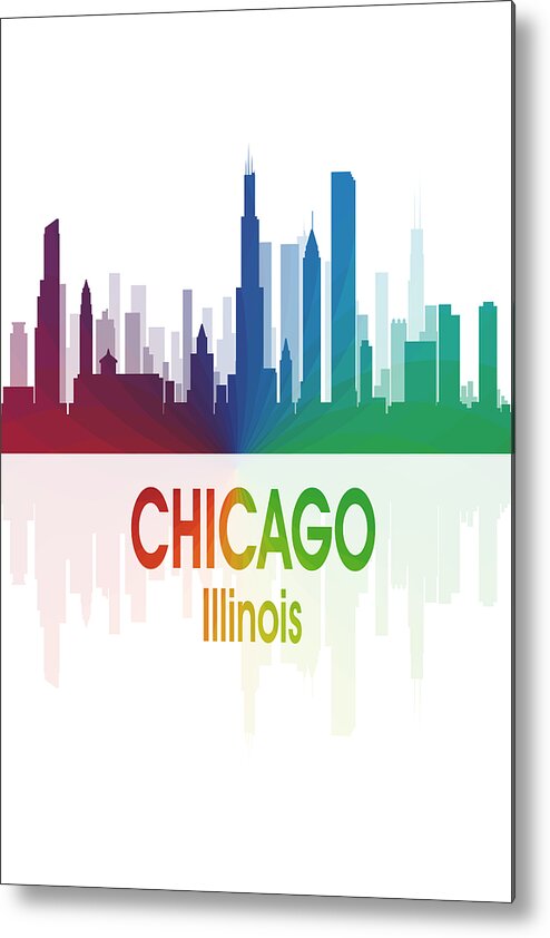 Chicago Metal Print featuring the digital art Chicago IL 1 Vertical by Angelina Tamez