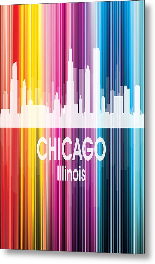 Chicago Metal Print featuring the digital art Chicago IL 2 Vertical by Angelina Tamez