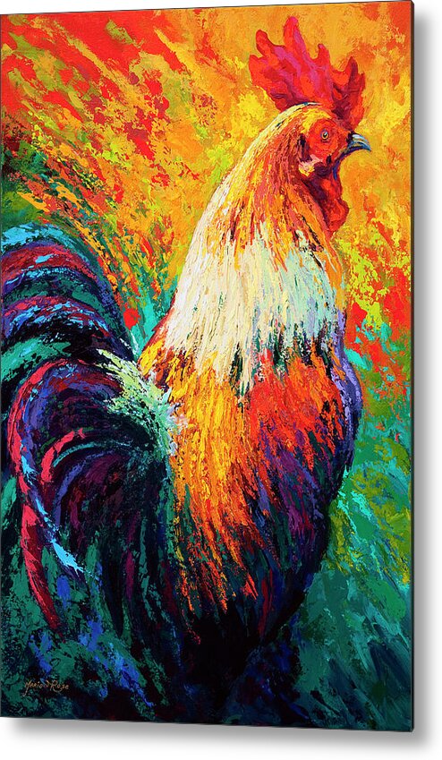 Rooster Metal Print featuring the painting Chili Pepper by Marion Rose