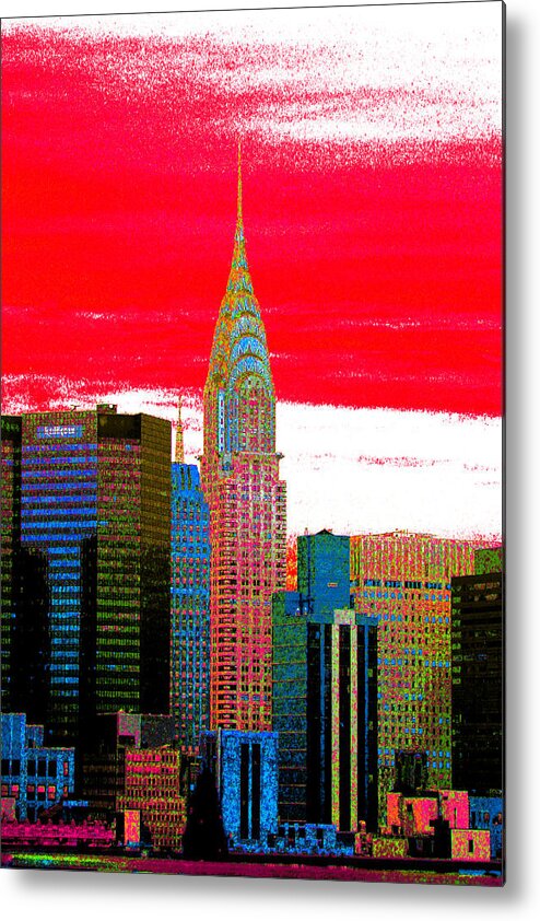 Black Metal Print featuring the digital art Chrysler with red by Habib Ayat