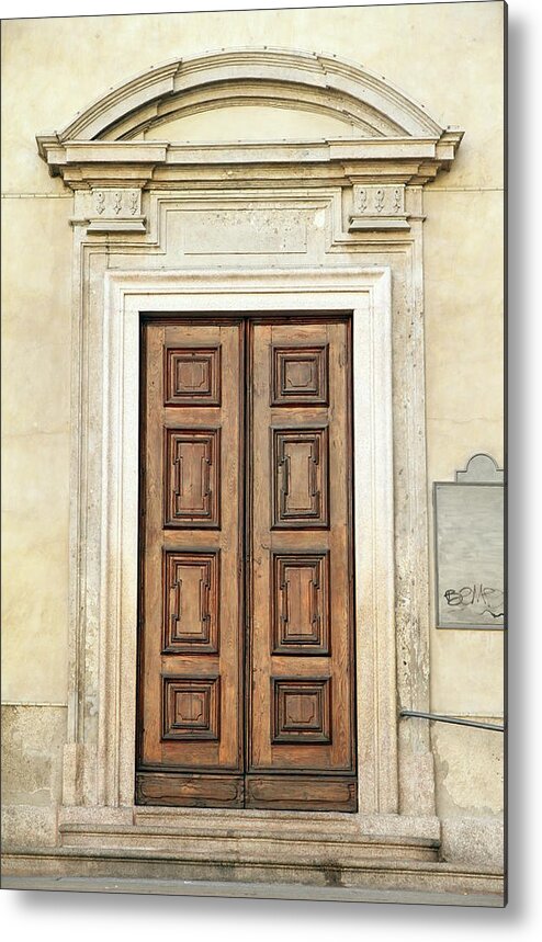 Church Metal Print featuring the photograph Church Door by Valentino Visentini