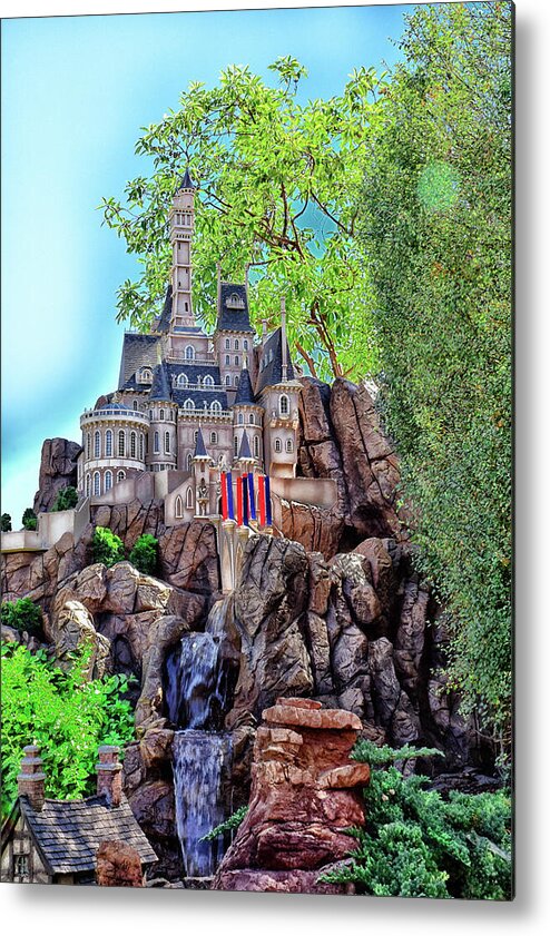 Linda Brody Metal Print featuring the digital art Cinderella's Castle 4 Painterly by Linda Brody