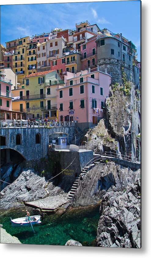 Cinque Terre Metal Print featuring the photograph Cinque Terre Harbor and Town by Roger Mullenhour