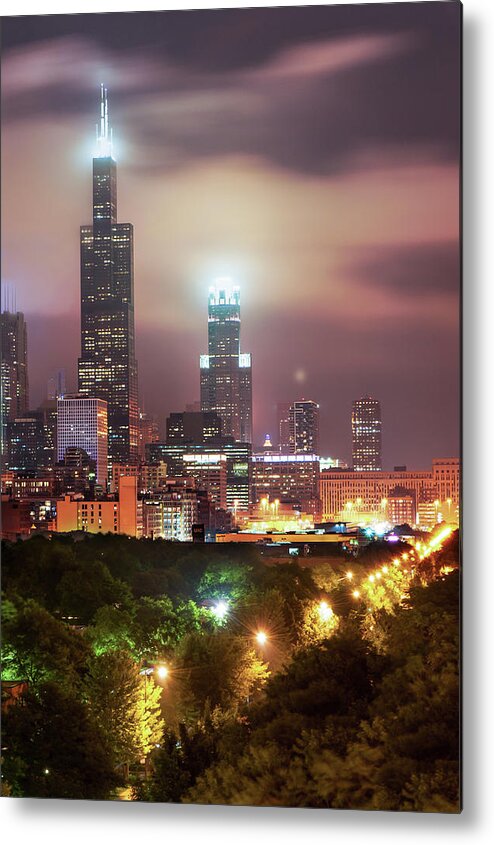 America Metal Print featuring the photograph City of Chicago Skyline Over the Trees by Gregory Ballos