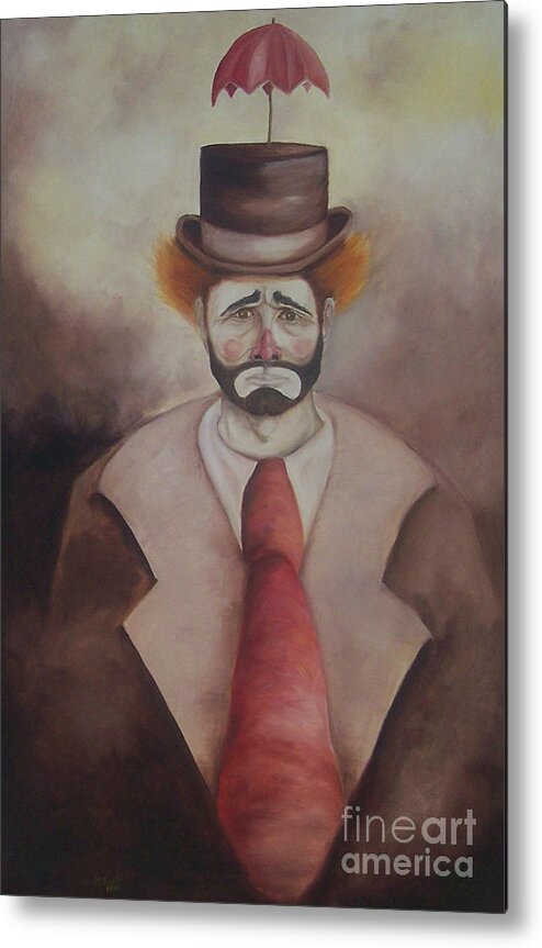 Clown Metal Print featuring the painting Clown by Marlene Book