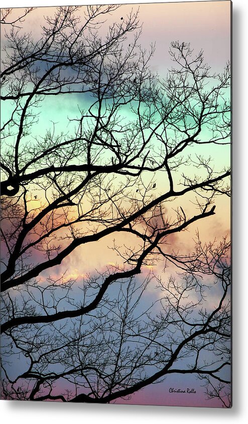 Abstract Tree Metal Print featuring the mixed media Cold Hearted Bliss by Christina Rollo