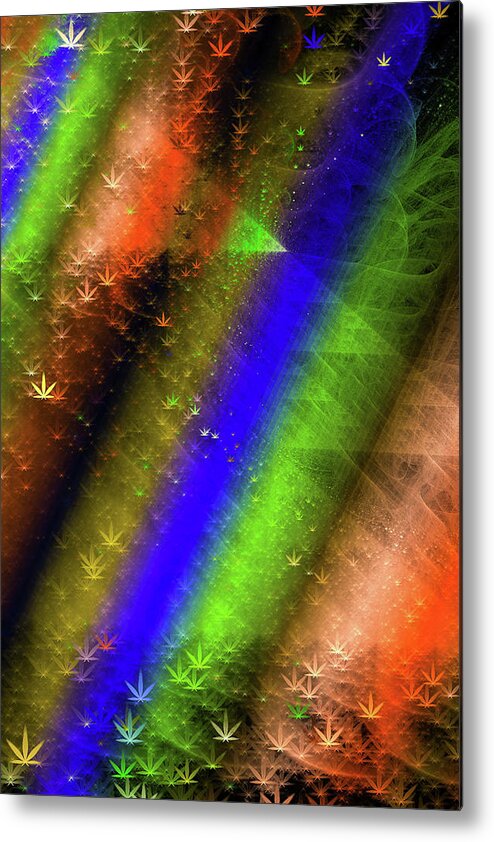 Weed Art Metal Print featuring the digital art Colorful abstract Weed Art by Matthias Hauser