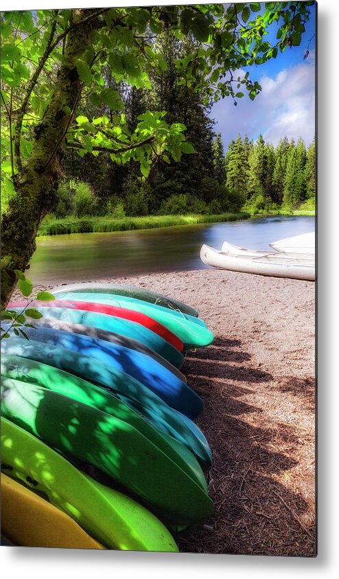 Boats Metal Print featuring the photograph Colorful Kayaks by Cat Connor