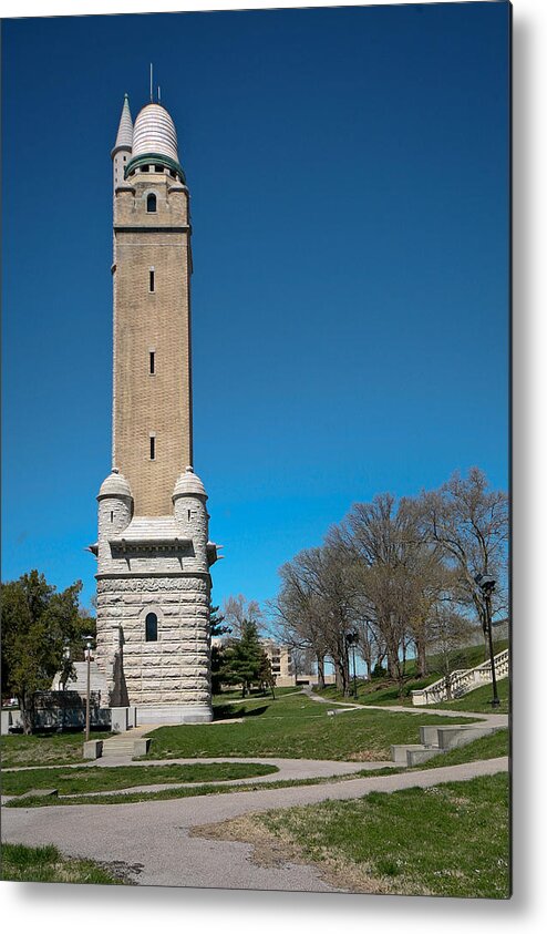 Coblitz Water Tower Compton Hill St. Louis Missouri Mo Saint Louis Height Slits Windows Old Architecture Metal Print featuring the photograph Compton Hill Water Tower-1 by David Coblitz