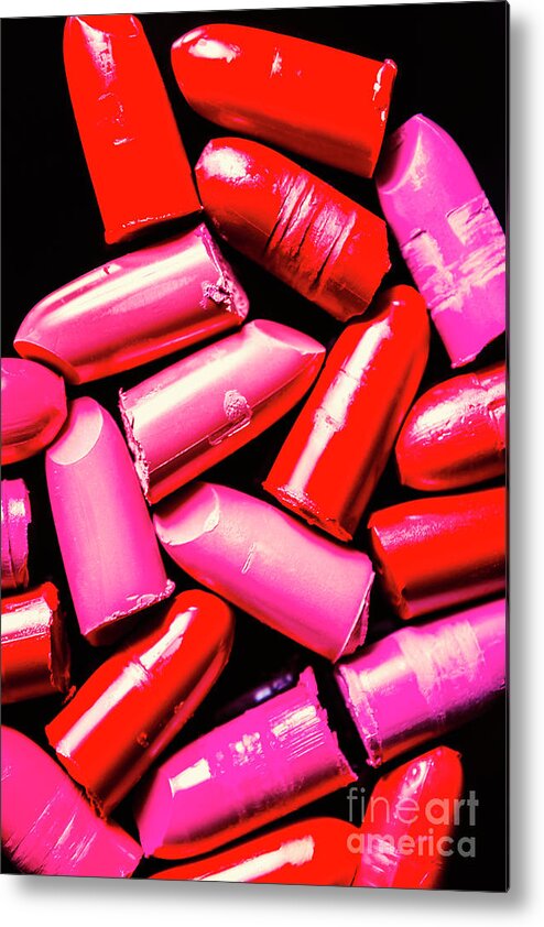 Red Metal Print featuring the photograph Cosmetic abstract art by Jorgo Photography