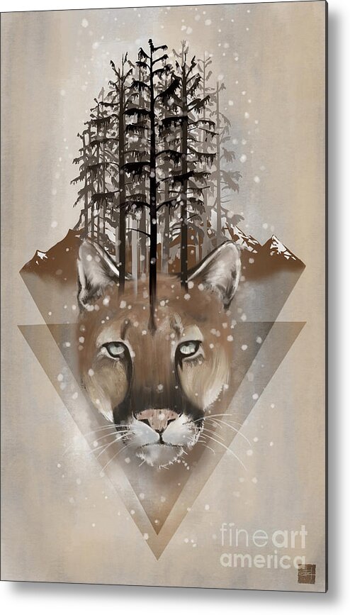 Wildlife Metal Print featuring the painting Cougar by Sassan Filsoof