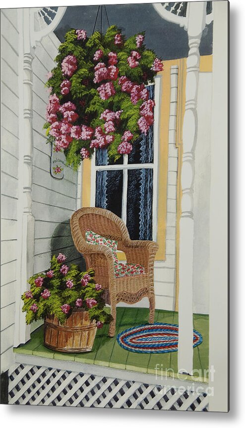 Country Porch Metal Print featuring the painting Country Porch by Charlotte Blanchard