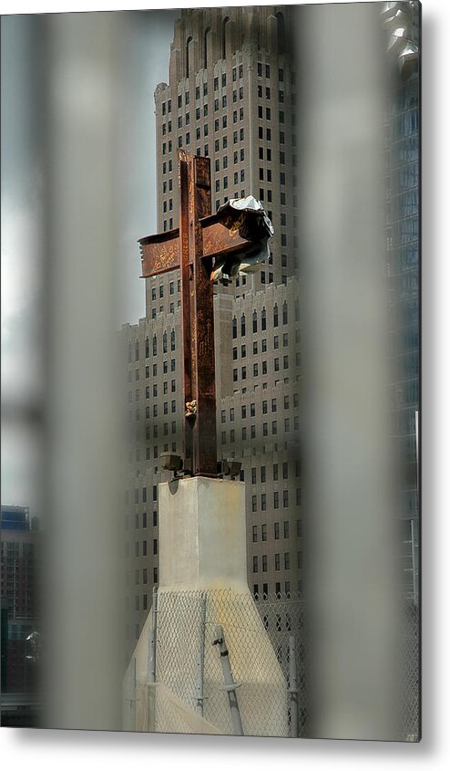 Cross Metal Print featuring the photograph Cross at Ground Zero by Frank Mari