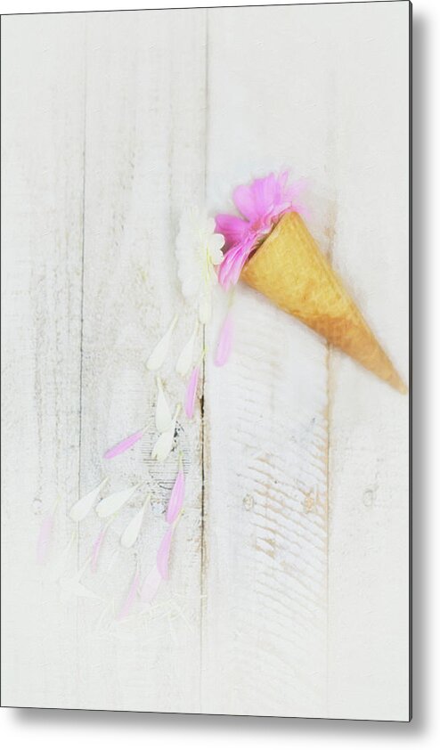 Painterly Metal Print featuring the photograph Daisy Ice Cream Cone by Susan Gary