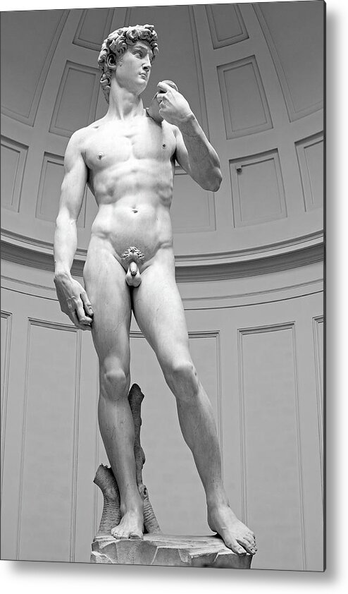 David Metal Print featuring the photograph Michelangelo David Marble Statue, Accademia Gallery, Florence, Italy by Kathy Anselmo