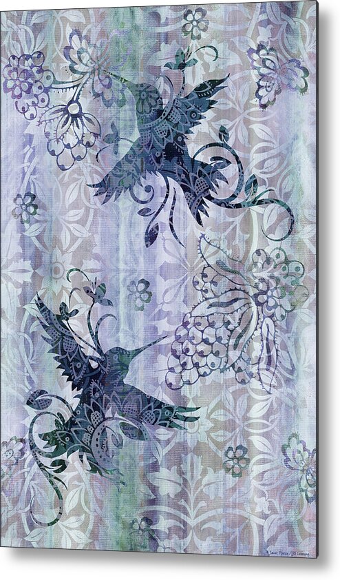 Hummingbird Metal Print featuring the painting Deco Hummingbird Blue by JQ Licensing