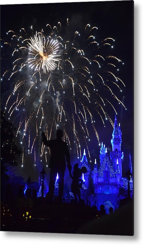 Disney Land Metal Print featuring the photograph Disneyland by Fireworks by Alex King