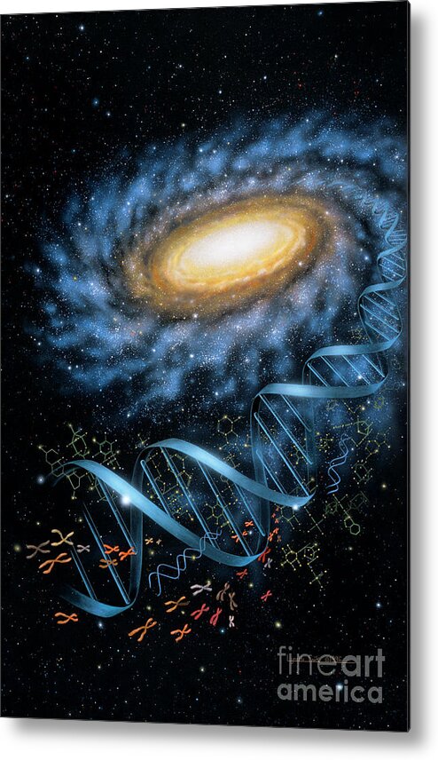 Lynette Cook Metal Print featuring the painting DNA Galaxy by Lynette Cook