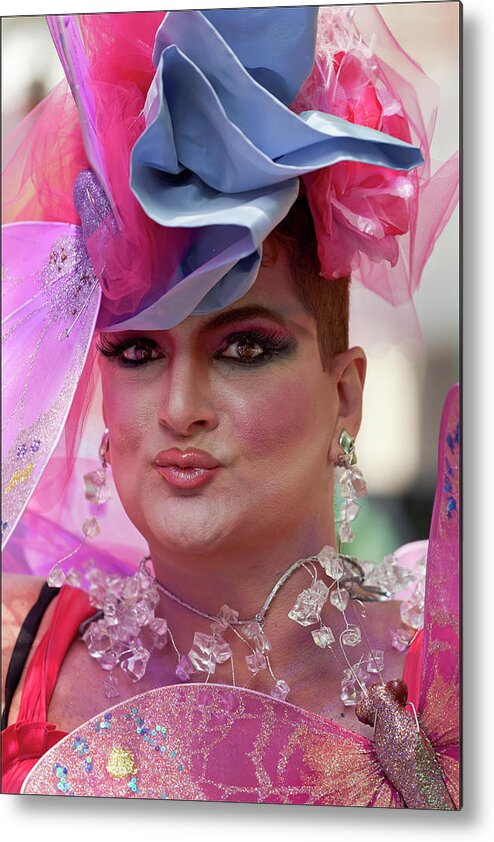 Drag Queen Metal Print featuring the photograph Drag Queen Gay Pride Parade NYC 6 27 10 by Robert Ullmann