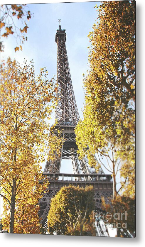 Paris Photography Metal Print featuring the photograph Eiffel tower amidst the autumn foliage by Ivy Ho
