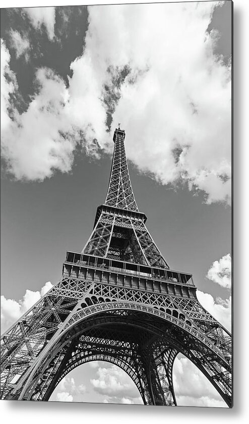 Eiffel Tower Metal Print featuring the photograph Eiffel Tower - Black and White by Melanie Alexandra Price