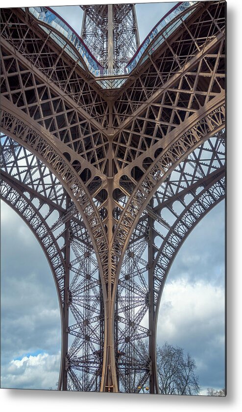 Joan Carroll Metal Print featuring the photograph Eiffel Tower From Below Color by Joan Carroll
